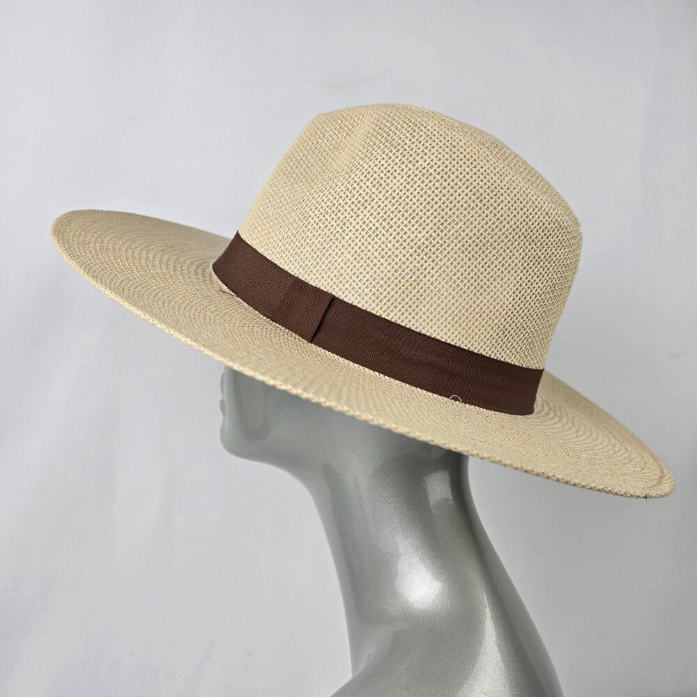 Guess Cream Woven Wide Brim Straw Hat